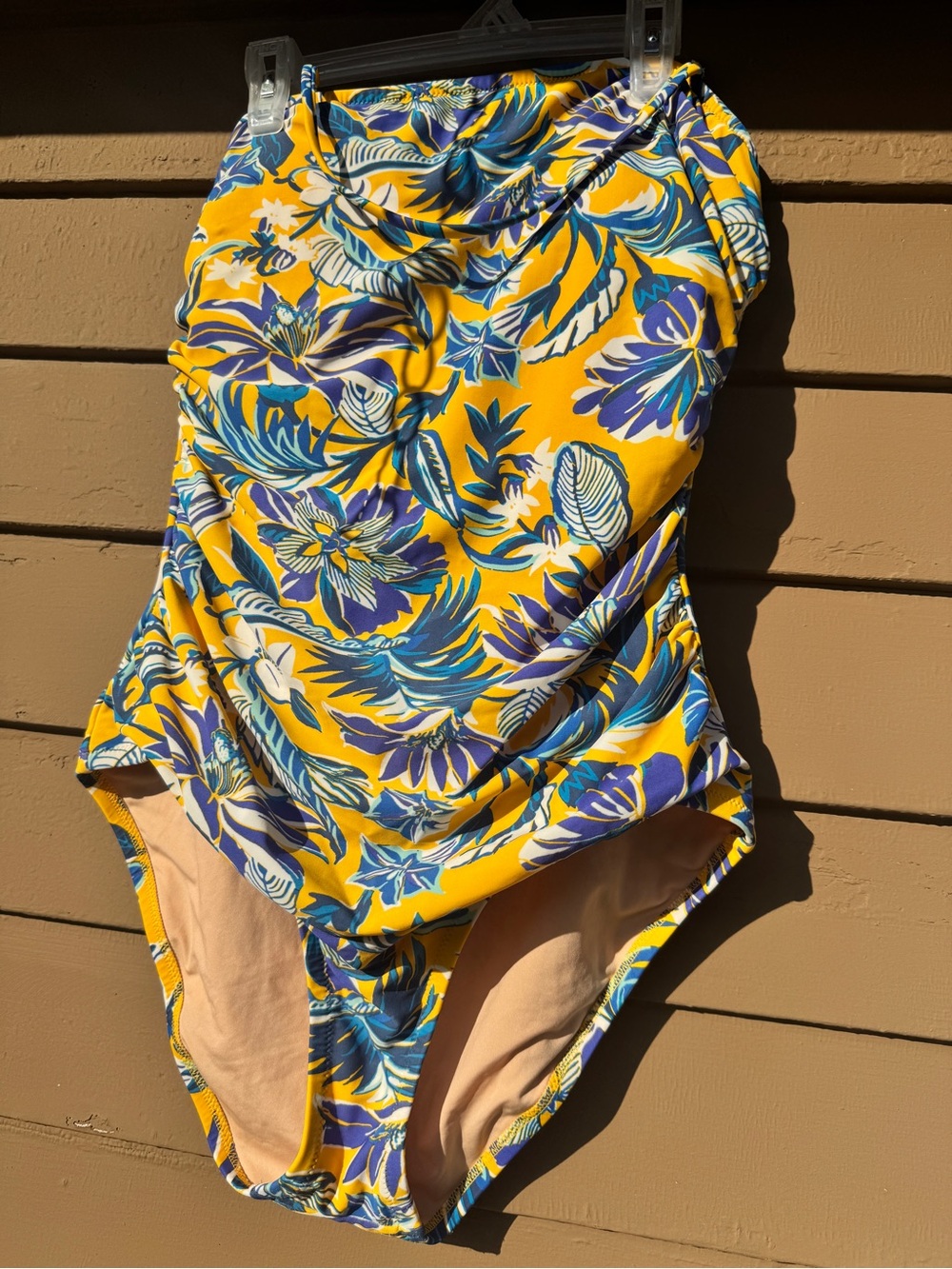 J. Crew Yellow Floral Swimsuit with Blue Accents